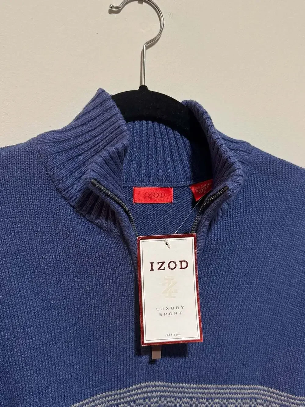 Men's IZOD Fairisle Quarter-Zip Sweater Blue Luxury Sport